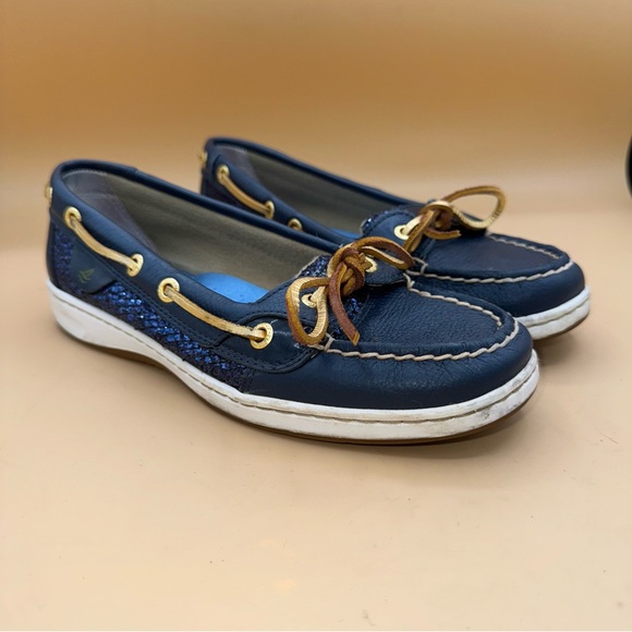 SPERRY Angelfish Boat Shoes, Navy sequined, Women’s 6.5, EUC - Picture 1 of 9